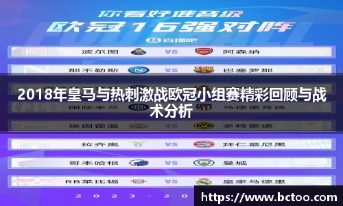 2018年皇马与热刺激战欧冠小组赛精彩回顾与战术分析