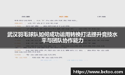 武汉羽毛球队如何成功运用转换打法提升竞技水平与团队协作能力